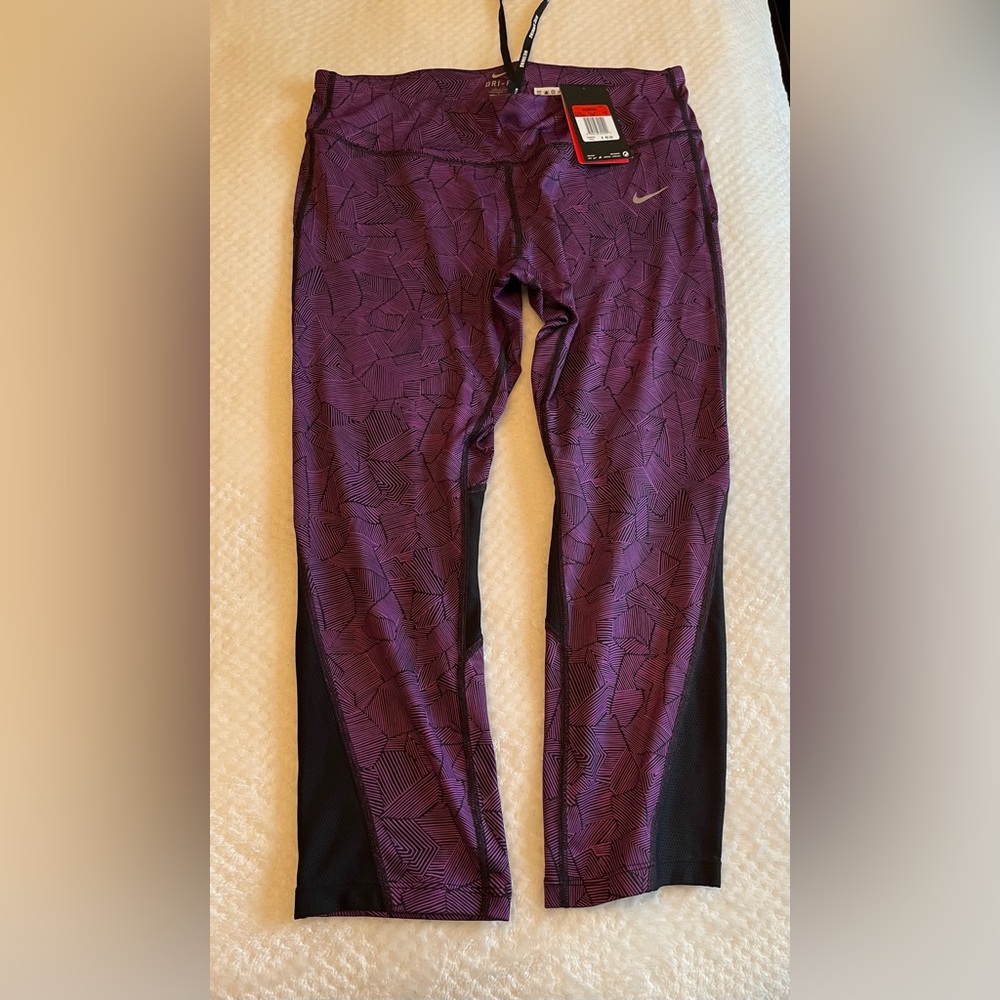 Nike Purple and Black Patterned Dri-fit Activewear pants